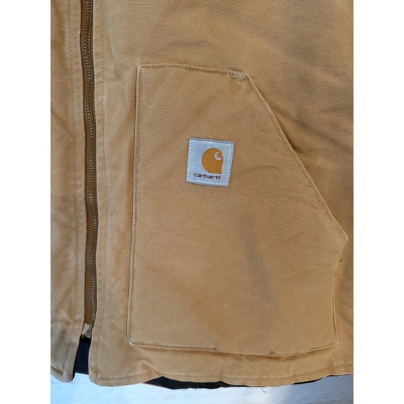 Carhartt Mens XLarge Tan Quilted Lined Canvas Work Vest - Picture 2 of 6